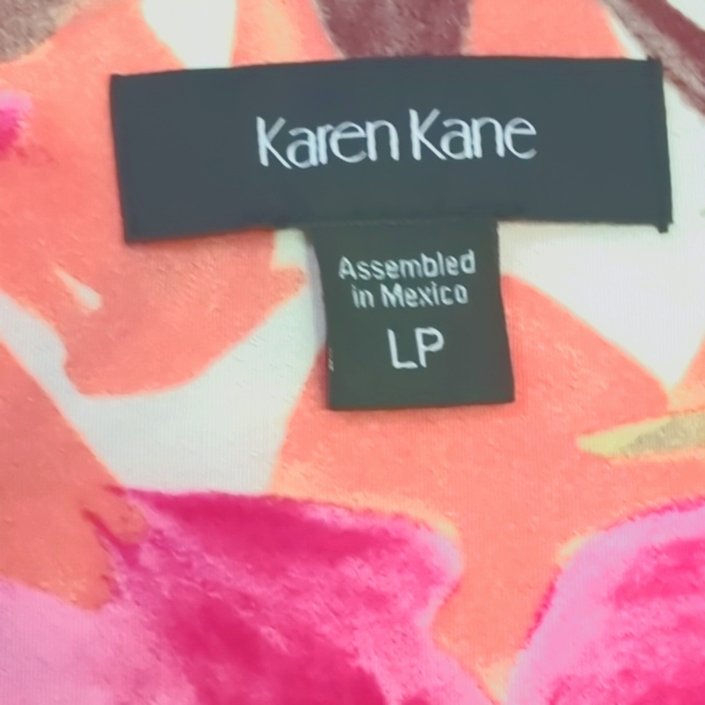 NWT Karen Kane Floral Pretty In Pink V-Neckline,Blouson Sleeves Top Large Petite - Picture 5 of 8